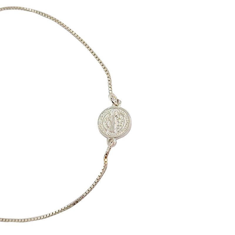 ANDREA COGGIOLA JOYAS - Pulsera Medalla San Benito Plata Fina 925