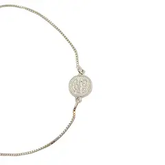 ANDREA COGGIOLA JOYAS - Pulsera Medalla San Benito Plata Fina 925