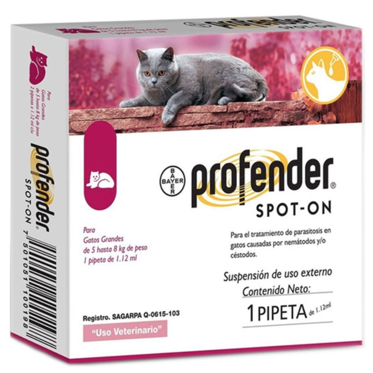 BAYER - Profender Spot-on Antiparasitario Interno 5 a 8 Kg