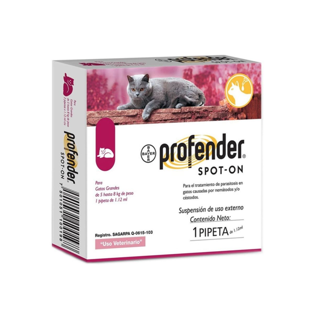 BAYER - Profender Spot-on Antiparasitario Interno 5 a 8 Kg