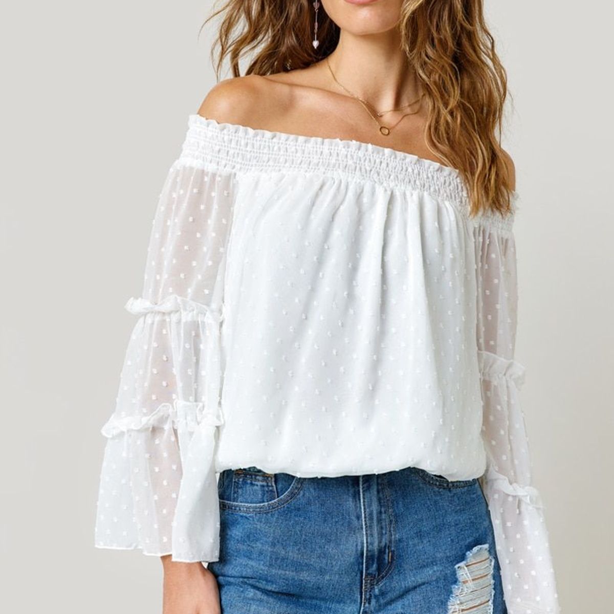 GENERICO - Blusa strapless manga campana…
