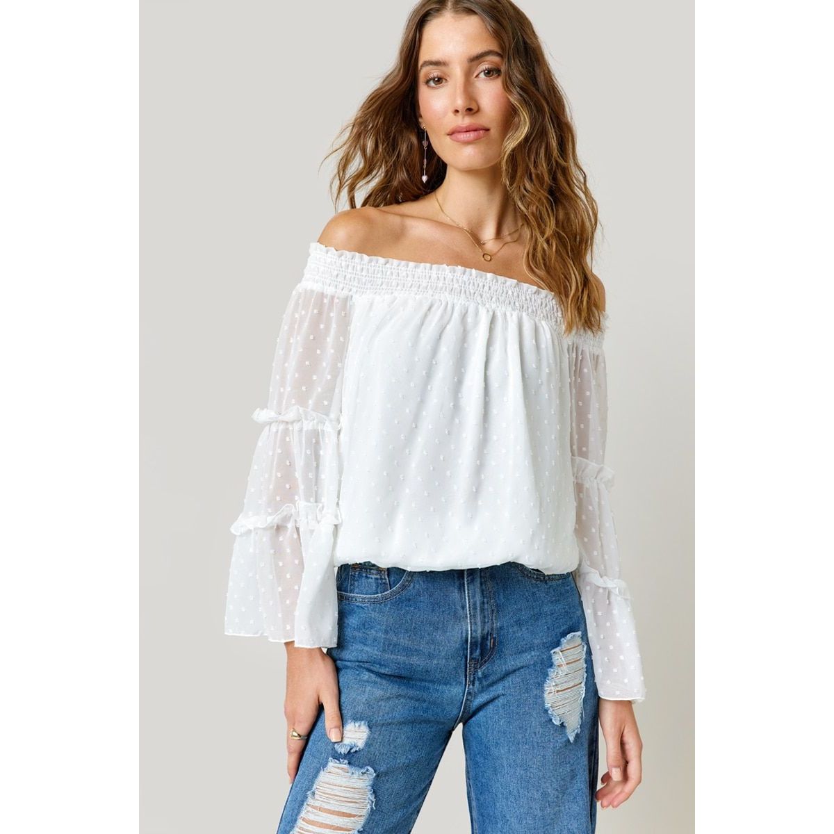 GENERICO - Blusa strapless manga campana…