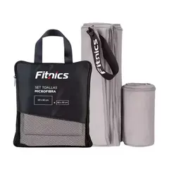 GENERICO - Set 2 Toalla De Microfibra 120x60 + 80x30 + Estuche Gris