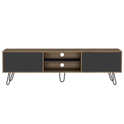 Imagen 2 del producto Rack TV 80"" Con 2 Puertas Fm-007C - Cafe Claro / Plomo