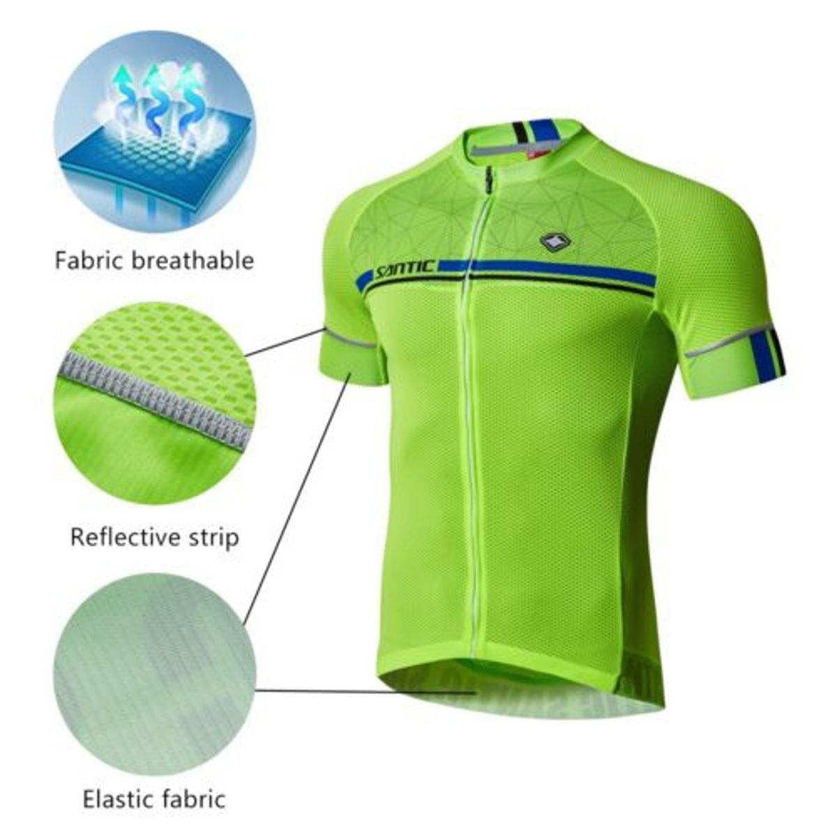 CITYSHOP - Jersey Hombre Manga Corta Kamen Lightgreen para Ciclismo Santic