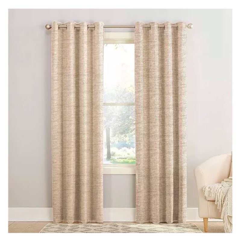 GENERICO - Cortina Blackout 2 Paños De 140x220cm Textura Lino Beige