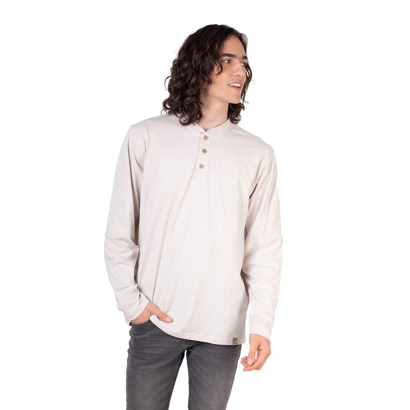 LENGA - Polera Hombre Manga Larga con Botones Queule.-