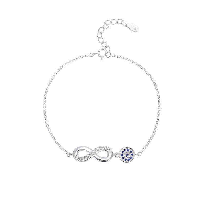 ANDREA COGGIOLA JOYAS - Pulsera Ojo Turco Infinito Circón Blanco Plata Fina 925