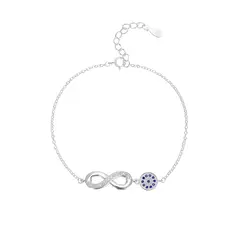 COGGIOLA - Pulsera Ojo Turco Infinito Circón Blanco Plata Fina 925