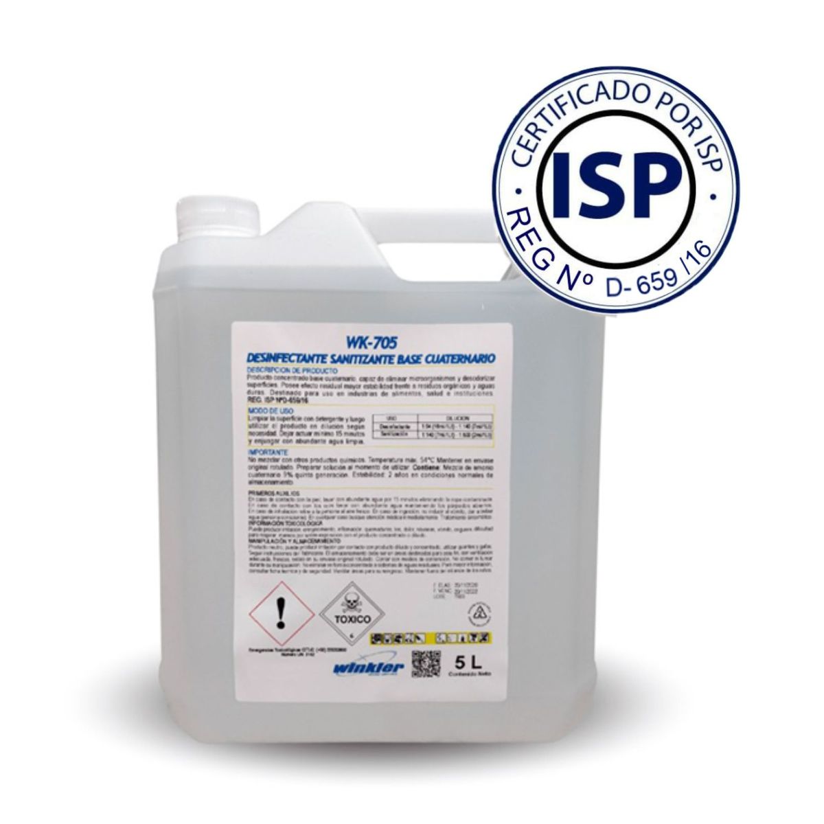 WINKLER - Amonio Cuaternario Concentrado Certificado Isp Wk-705