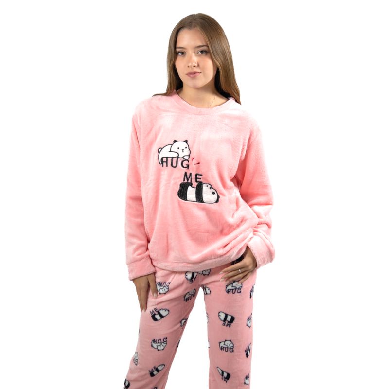 MEDIA LUNA - Pijama Mujer Polar de Invierno Diseño Pandita