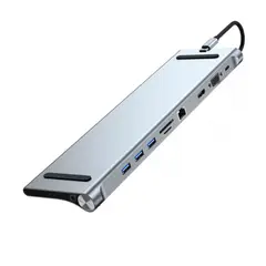 ULINK - Hub Multipuerto Type-C (10en1) Profesional PD60W 4K Gigabyte - Plateado