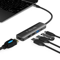 ULINK - Hub Multipuerto Type-C (5en1) Pro HDMI 4K PD 100W + USB 3.0 - Plateado