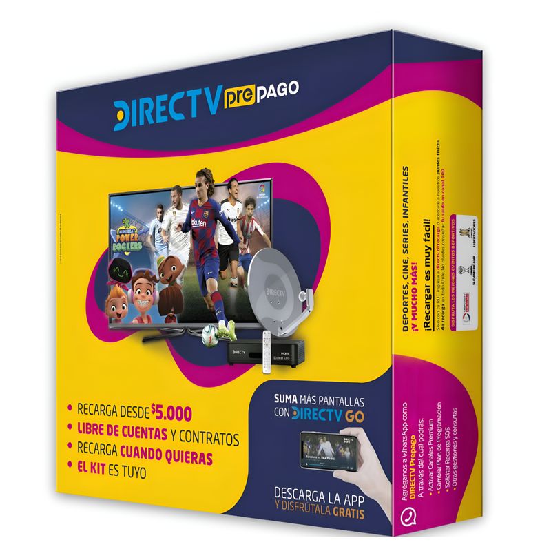 GENERICO - Antena DirecTV Prepago Satelital HD Kit FULL + 2 Directv GO - Gris