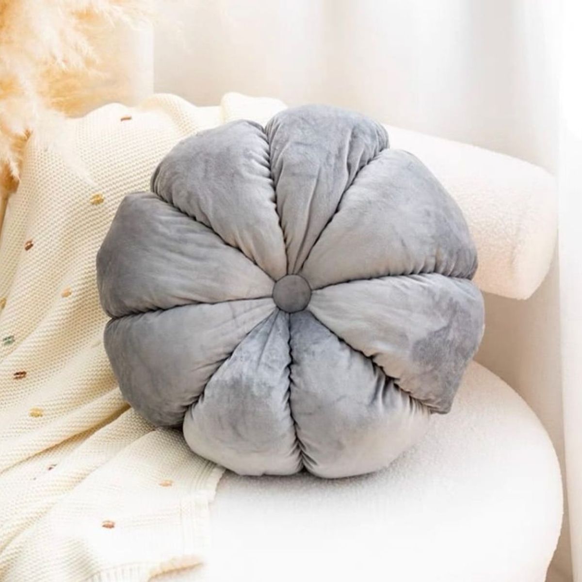 GENERICO - Cojín redondo gris - Terciopelo 45 cm…