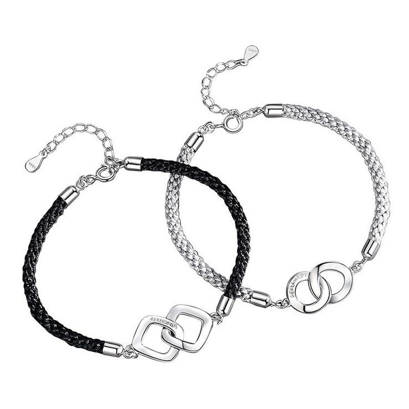 GENERICO - Pulsera Plata Fina 925 Par Entrelazadas Parejas Amor Joyas…