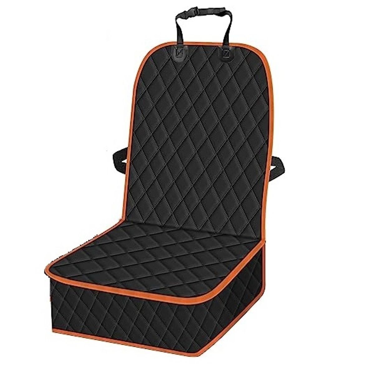 GENERICO - Cubre Asiento Para Mascotas negra con borde naranjo