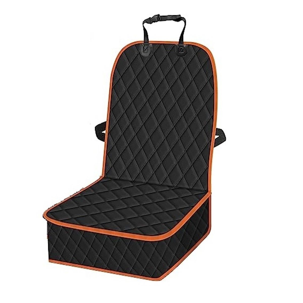 GENERICO - Cubre Asiento Para Mascotas negra con borde naranjo