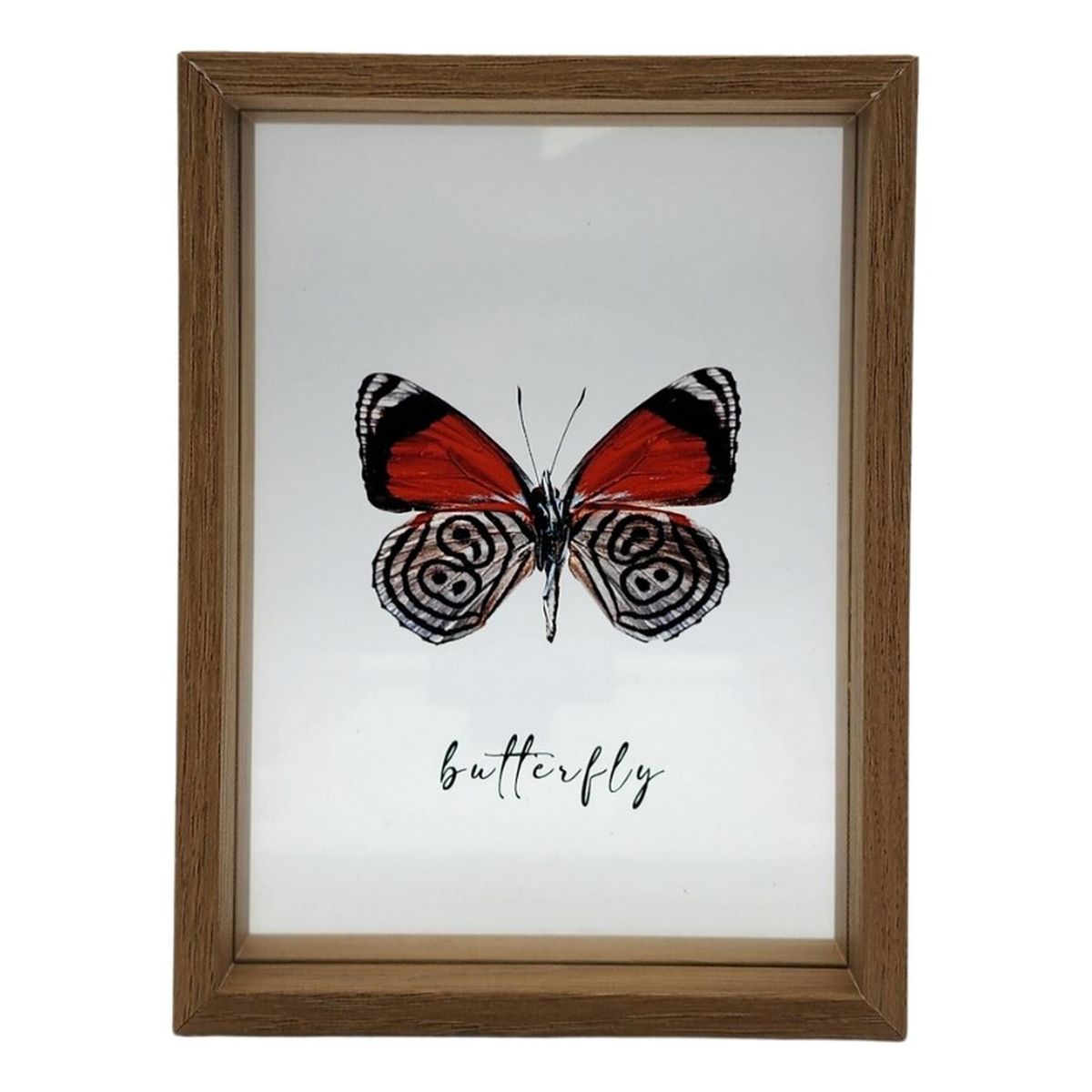 GENERICO - Cuadro De Vidrio Marco Madera Diseño Mariposa Grande