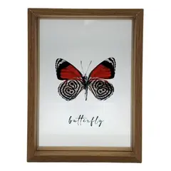 GENERICO - Cuadro De Vidrio Marco Madera Diseño Mariposa Grande