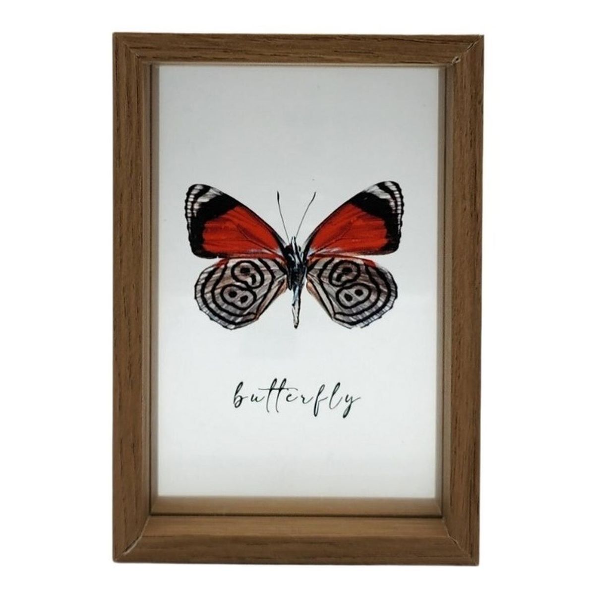 GENERICO - Cuadro De Vidrio Marco Madera Diseño Mariposa Decorativo