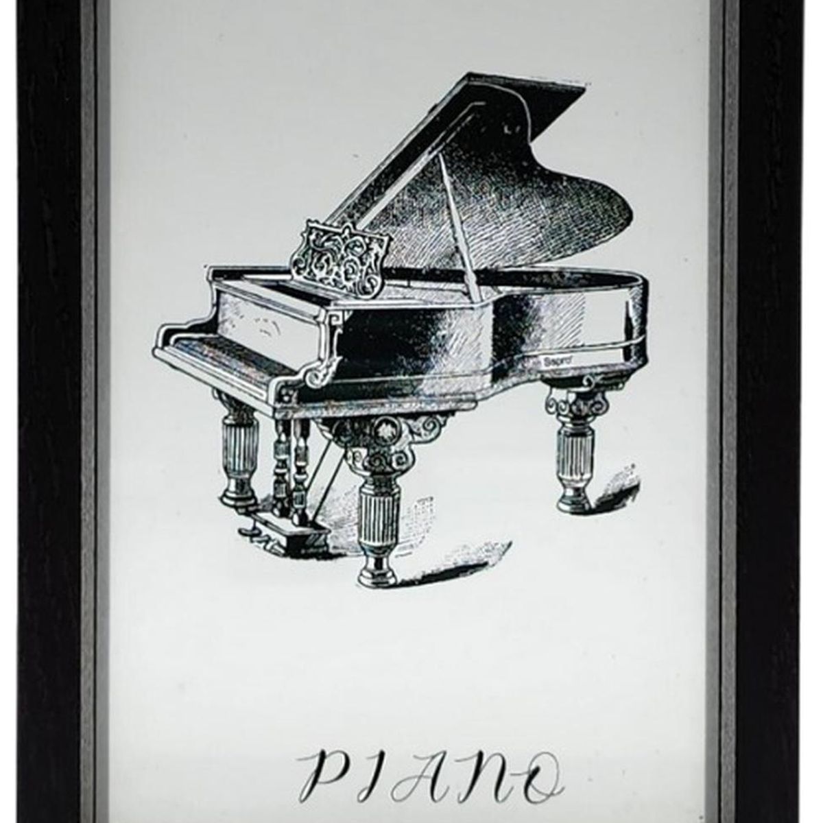 GENERICO - Cuadro De Vidrio Marco Negro Diseño Piano Decorativo