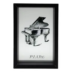 GENERICO - Cuadro De Vidrio Marco Negro Diseño Piano Decorativo
