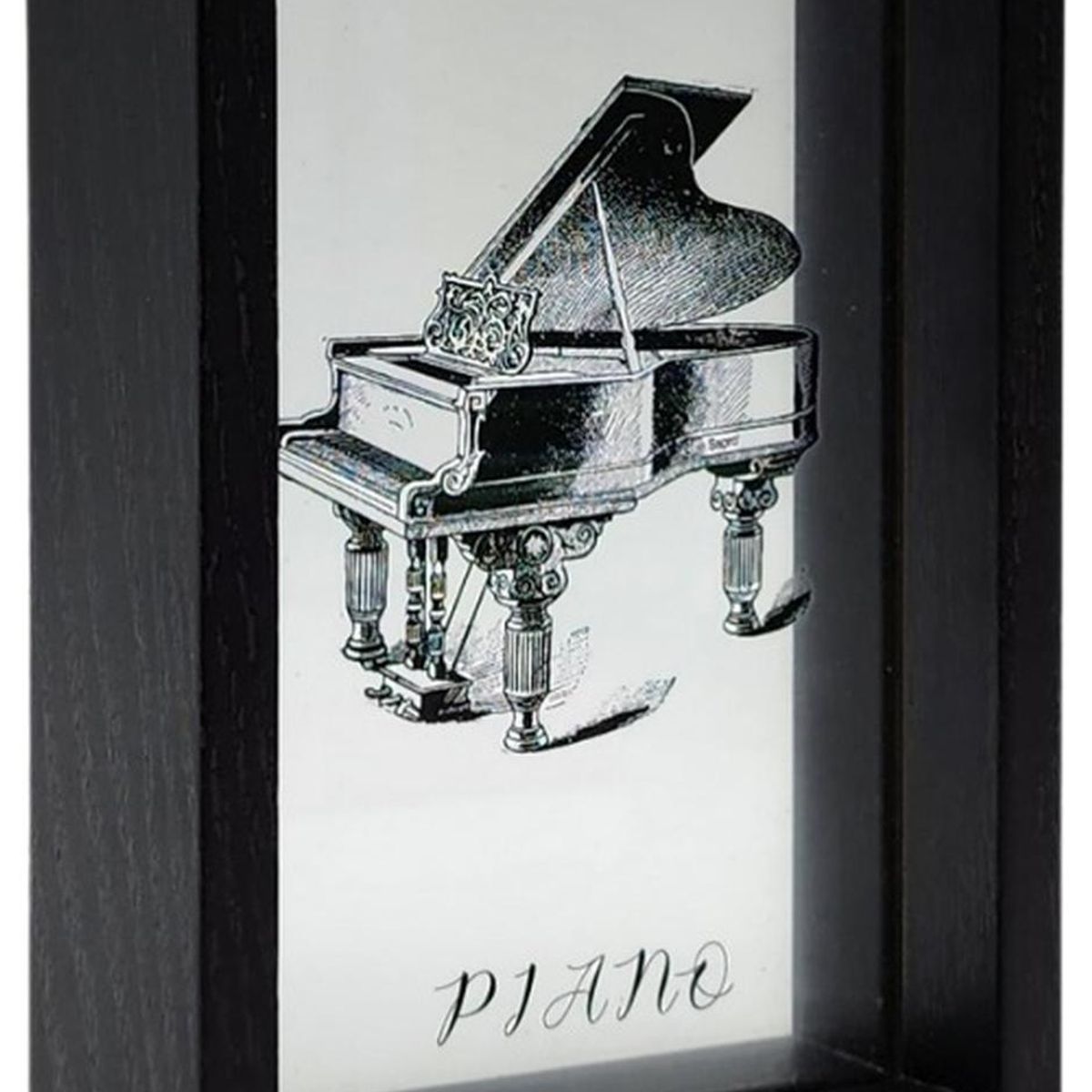 GENERICO - Cuadro De Vidrio Marco Negro Diseño Piano Decorativo