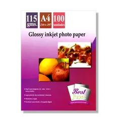GENERICO - Papel fotográfico glossy 115g A4 X 100h……