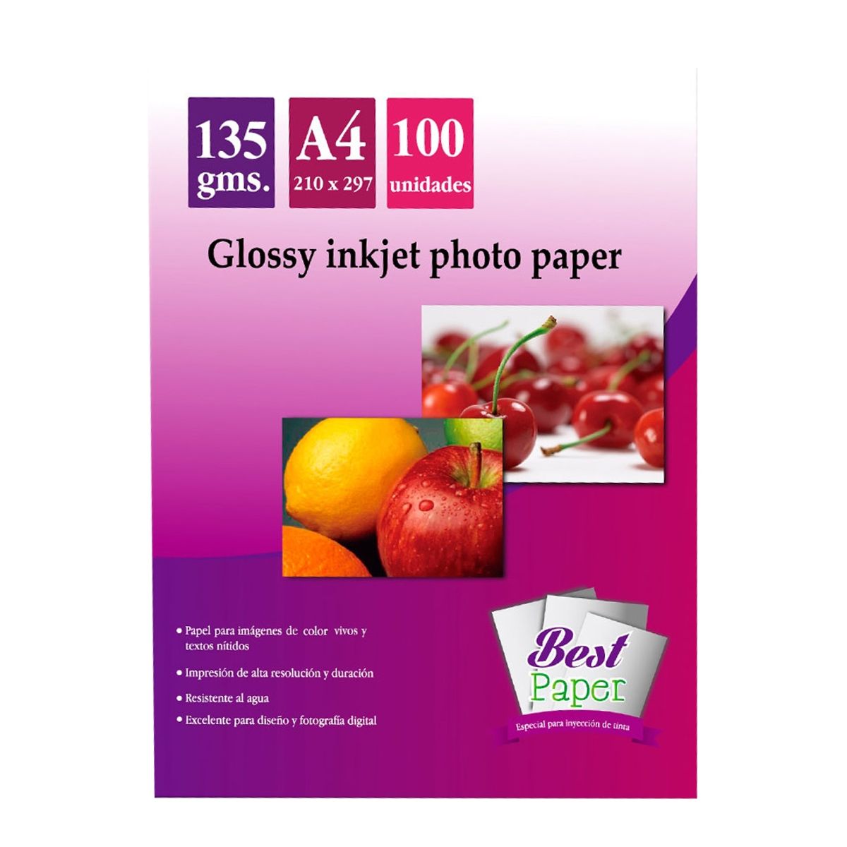 GENERICO - Papel fotográfico glossy 135g A4 X 100h…