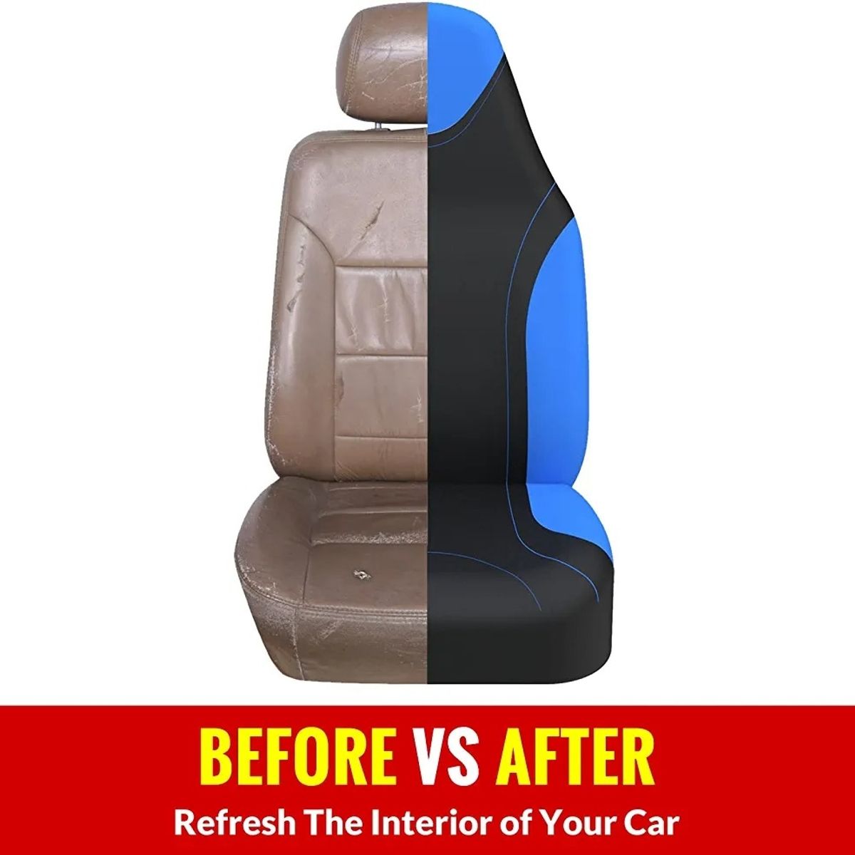 GENERICO - X2 Funda Cubre Asiento Individual Delantero Tela AZUL