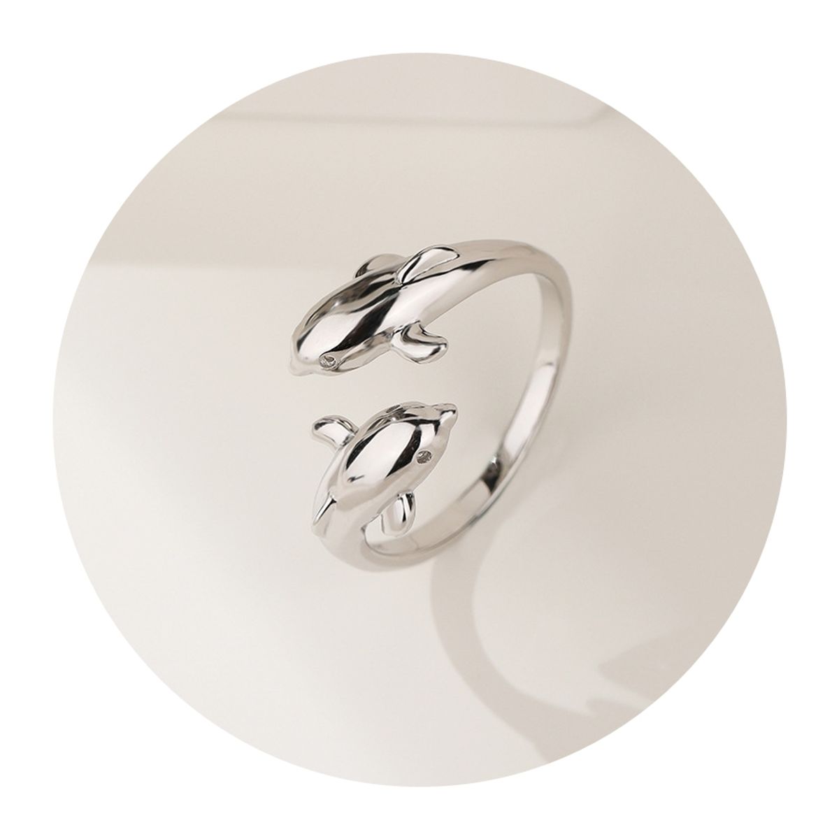 ZG JOYAS - Anillo Plata Esterlina 925 Delfín Doble Ajustable Mujer