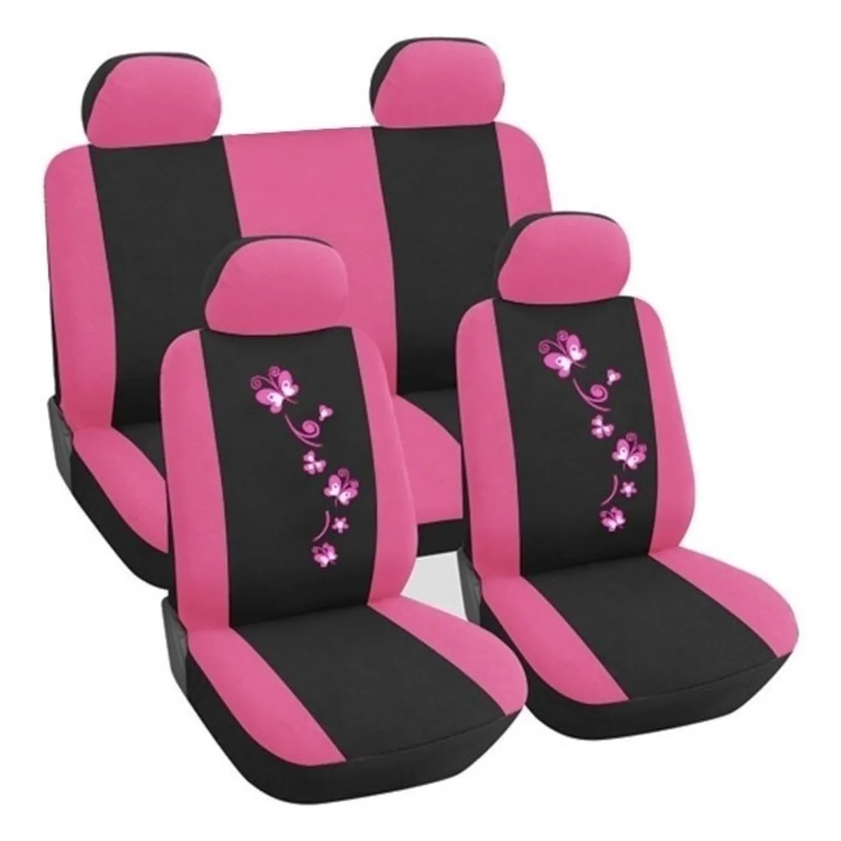 GENERICO - Funda Cubre Asiento Mariposa-flores 8pcs Auto Universal ROSA