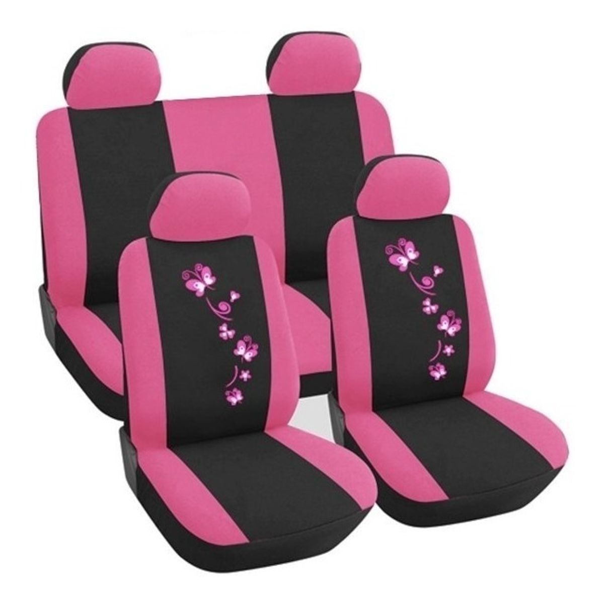 GENERICO - Funda Cubre Asiento Mariposa-flores 8pcs Auto Universal ROSA