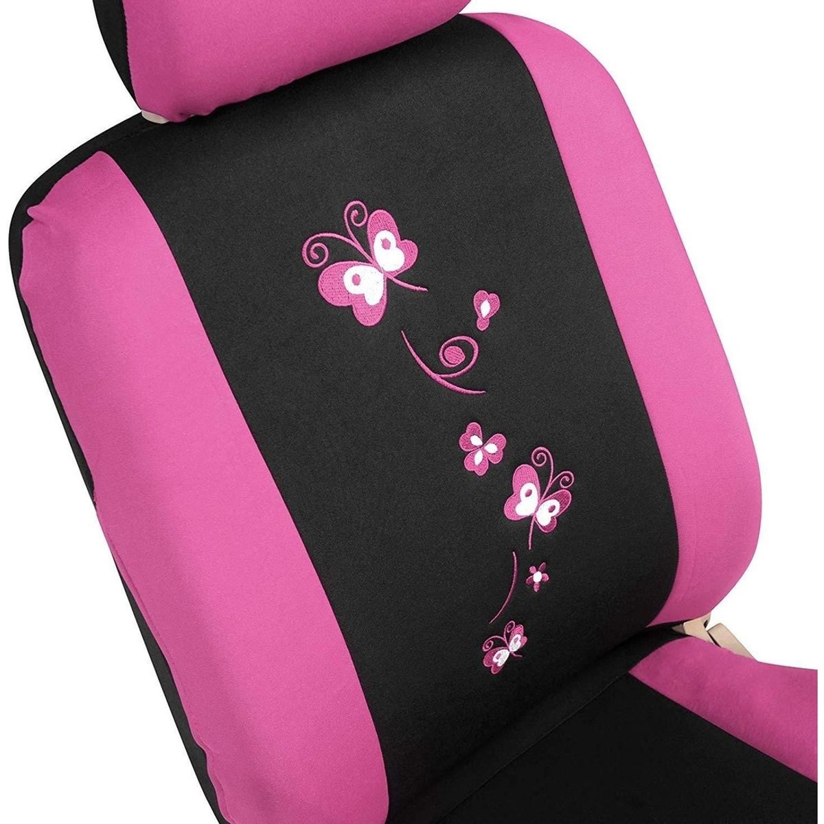 GENERICO - Funda Cubre Asiento Mariposa-flores 8pcs Auto Universal ROSA
