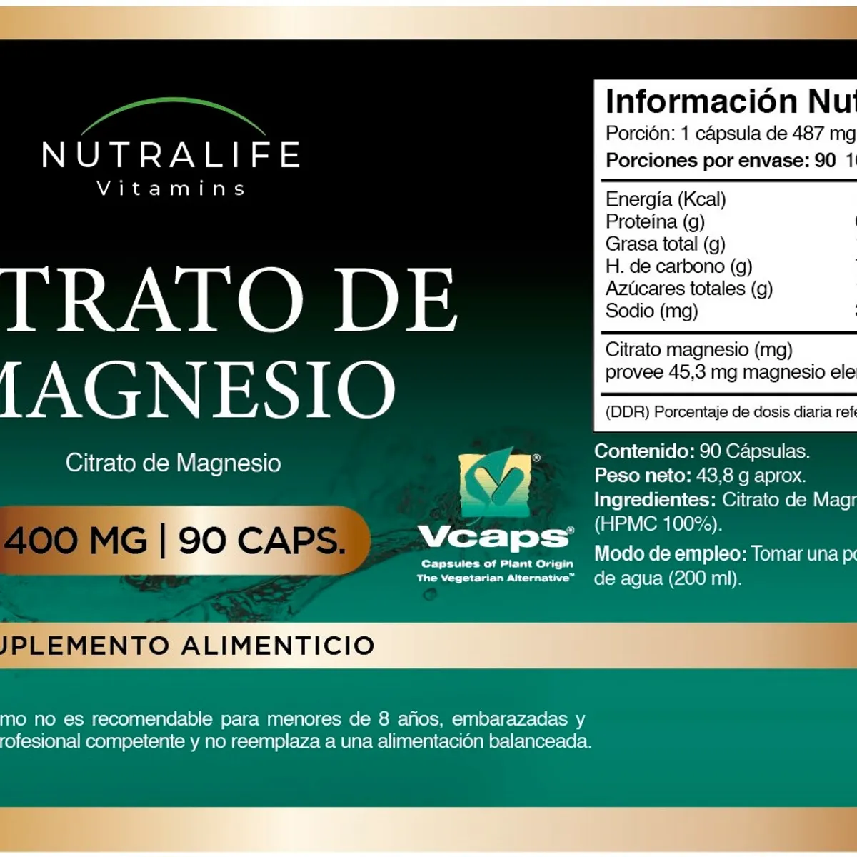 NUTRALIFE - Citrato Magnesio Puro + Citrato Potasio Puro Lf 180 Caps 2x90