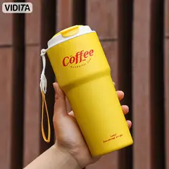 REBONEC - Mug Termo Botella Vaso Termico Cafe Acero Inoxidable 620ml Amarillo