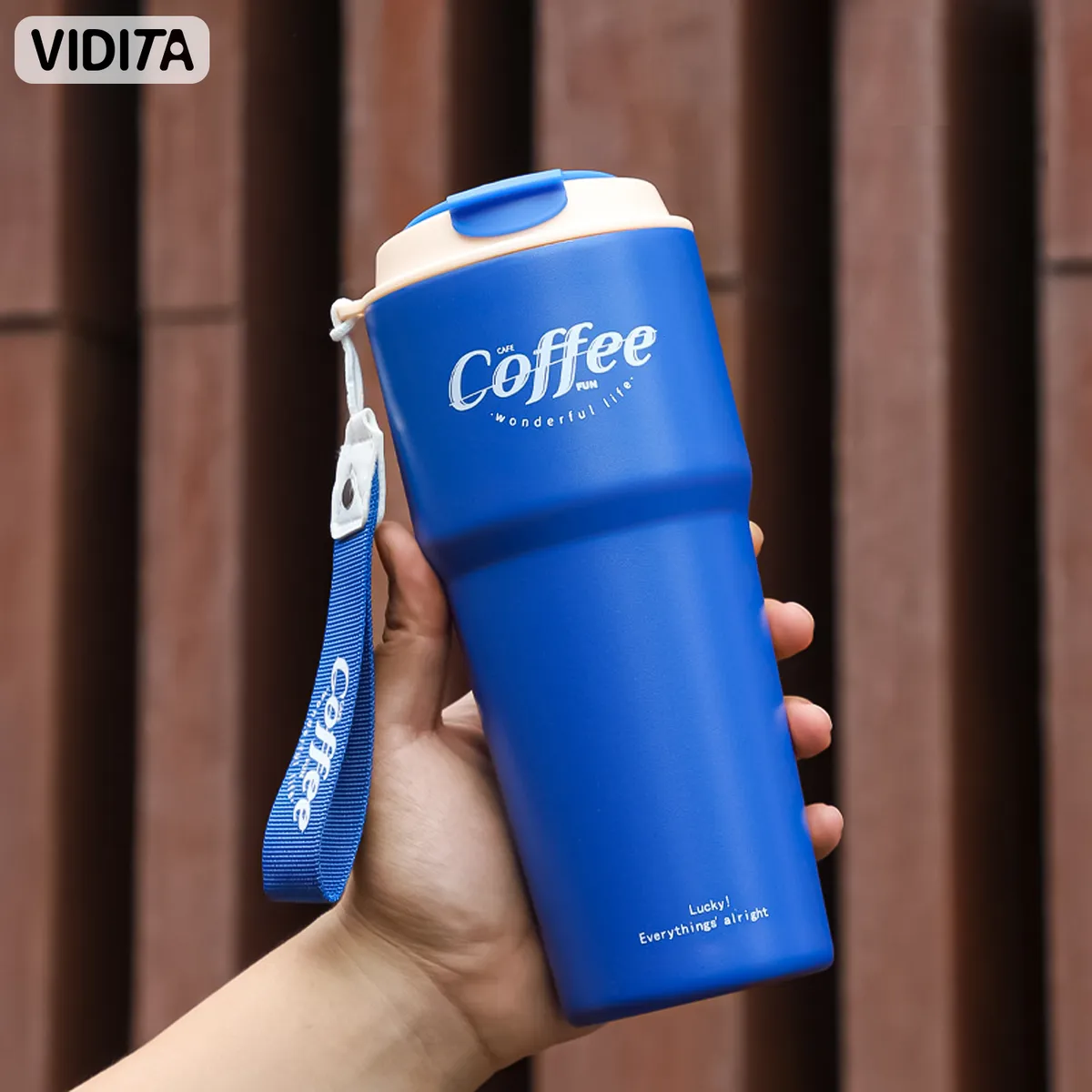 REBONEC - Mug Termo Botella Vaso Termico Cafe Acero Inoxidable 620ml Azul