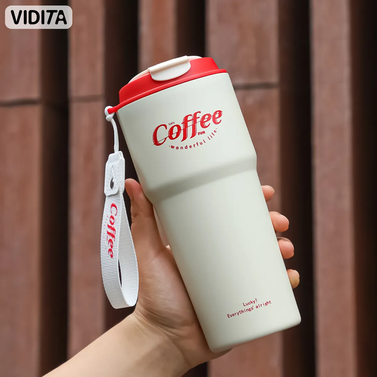 REBONEC - Mug Termo Botella Vaso Termico Cafe Acero Inoxidable 620ml Blanco