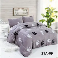 GENERICO - Cubrecama de Invierno Plush con Chiporro 1.5 p Gris con Hojas 21A09