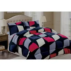 GENERICO - Cubrecama de Invierno Plush con Chiporro 1.5 p Rojo Negro RS1035