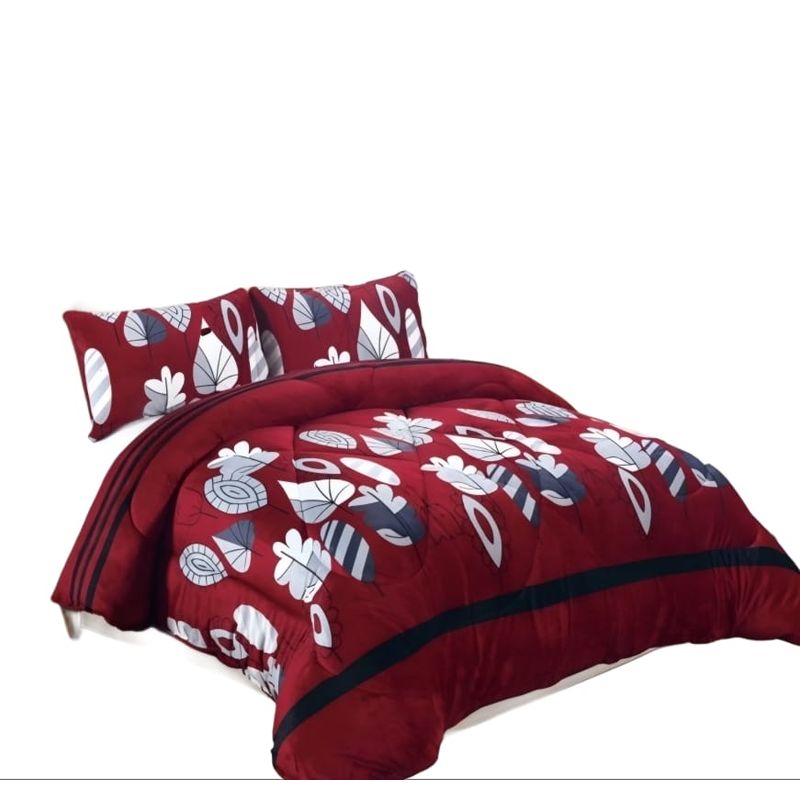 GENERICO - Cubrecama de Invierno Plush con Chiporro 1.5 p Burdeo de Flores RS1032