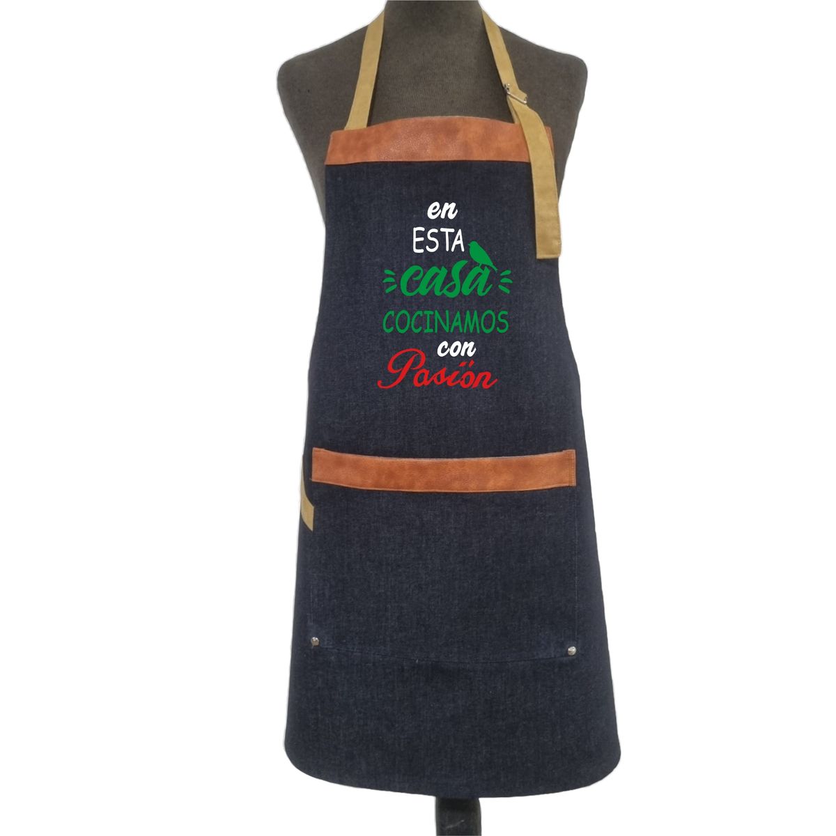 GENERICO - Pechera Mezclilla con Eco-cuero Bordada