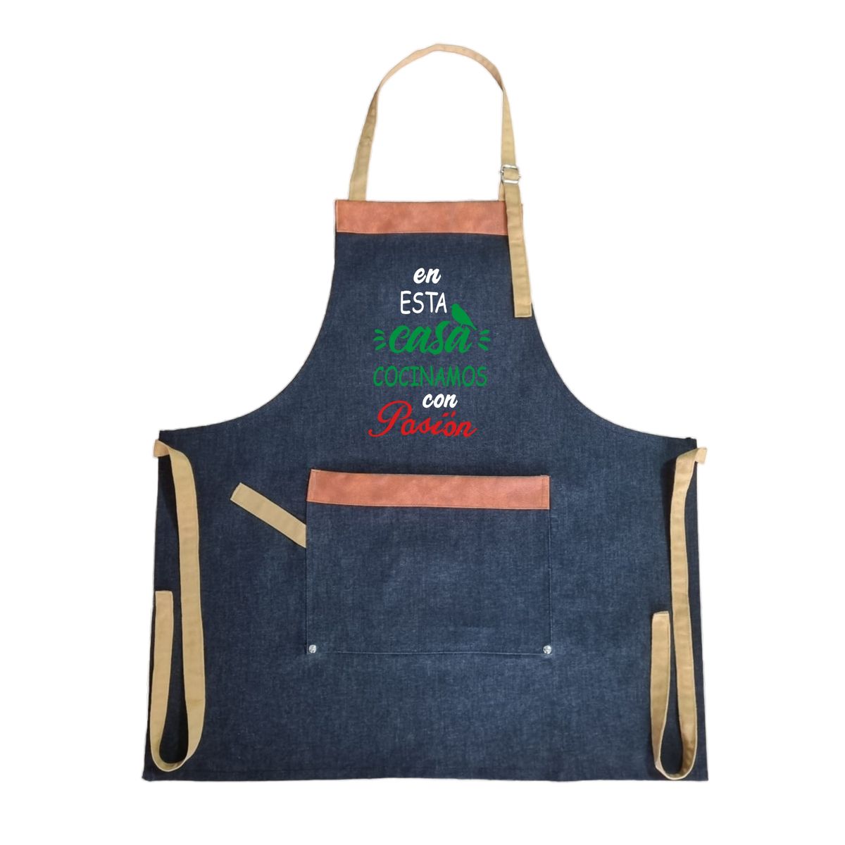 GENERICO - Pechera Mezclilla con Eco-cuero Bordada