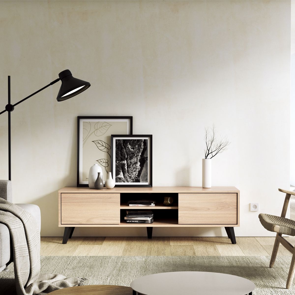 MEDULAR - Rack tv 65 bajo atacama cafe claro Medular