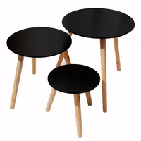 Set 3 mesas de centro madera negra