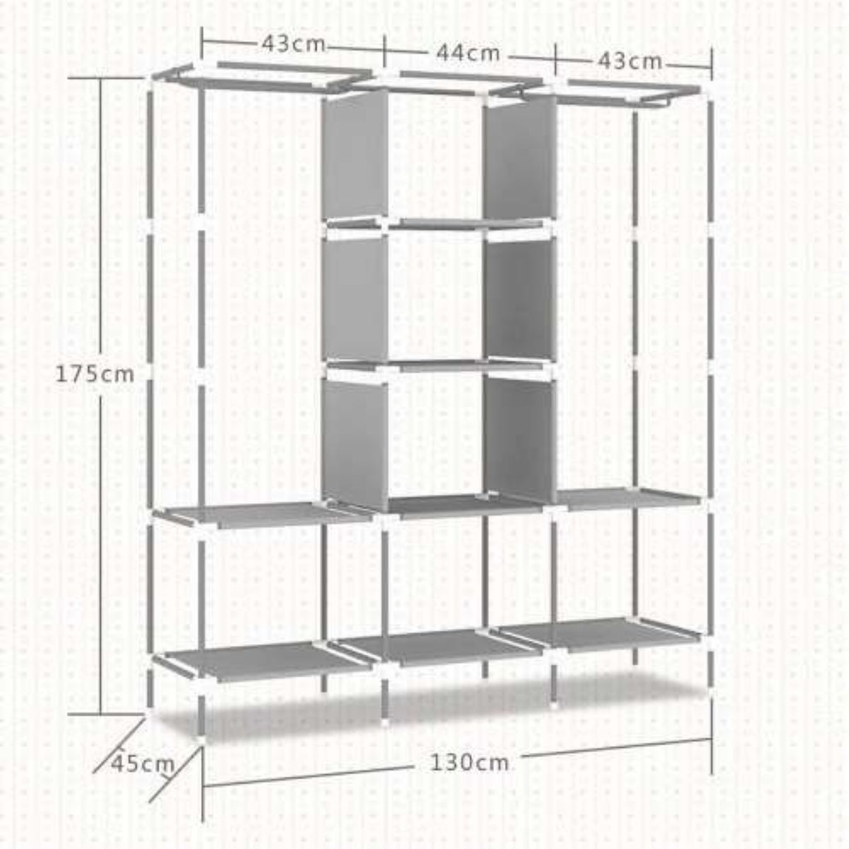 LUMAX - Closet Armable y Portatil de Tela 130x45x175 cm Cafe