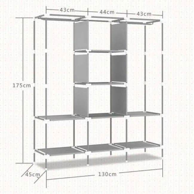 LUMAX - Closet Armable y Portatil de Tela 130x45x175 cm Cafe