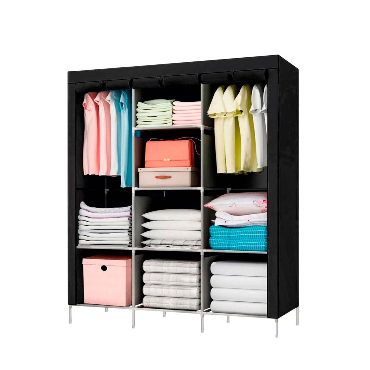 LUMAX - Closet Armable y Portatil de Tela 130x45x175 cm