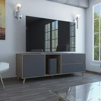 Rack TV 60"" Con 2 Cajones Y 1 Puerta Fm-008C - Cafe Claro / Plomo